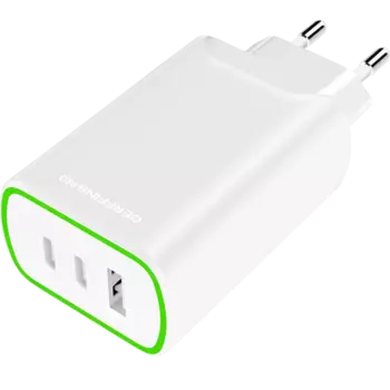 Зарядное устройство сетевое Gerffins Pro USB-A/С/С 65W, белое (GaN)