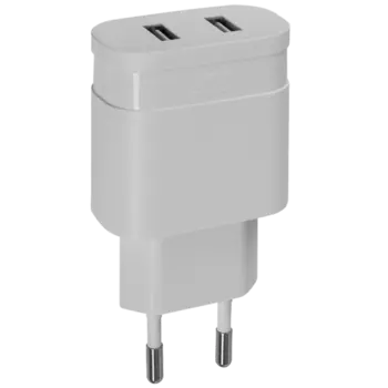 Зарядное устройство сетевое RIVACASE PS4123 W00 3,4A 2USB, белое