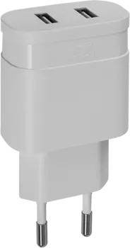 Зарядное устройство сетевое RIVACASE VA4123 3,4A/2USB, белое