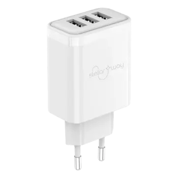 Зарядное устройство сетевое Stellarway 3USB-A 2,1A, QC18, белый