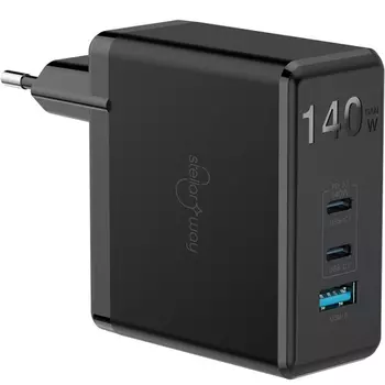 Зарядное устройство сетевое Stellarway USB-A/2С PD 140W, черный