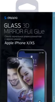 Защитное стекло Deppa Mirror для Apple iPhone X/XS 3D Full Glue (черная рамка)