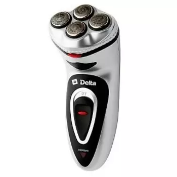 Бритва DELTA DL-0715 черный с серебром: 3 Вт, аккум. 1.2 В, 3 бреющие головки, триммер, кнопка блокировки включения, время работы на заряженной батарее 30 мин., в комплекте футяр и щеточка(Россия)(30)