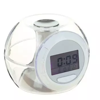 Часы-будильник LuazON LB-06, 7 цветов дисплея, 6 мелодий, прозрачный