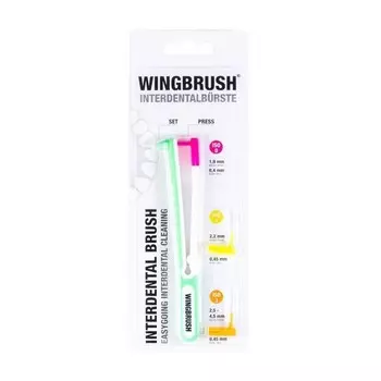 Интердентальная зубная щётка с тремя сменными насадками-ёршиками WingBrush
