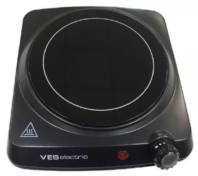 Электроплитка инфракрасная VES CP-101, 1200 Вт, 177 мм, регулировка температуры, черный