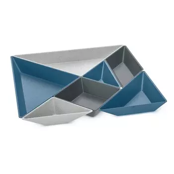 Менажница Tangram Ready, Organic, сине-серая