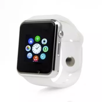 Умные часы Smart Watch A1, Серебро, Белый ремешок