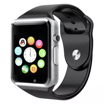 Умные часы Smart Watch A1, Серебро, Черный ремешок
