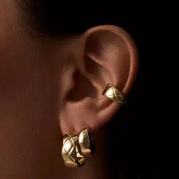 Фактурные серьги из серебра в покрытии желтое золото MIE