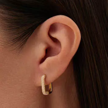 Позолоченные серьги из серебра с фианитами MIE