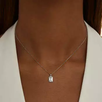 Серебряное колье с подвеской Baguette MIE