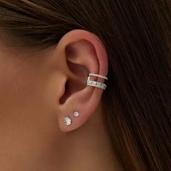 Серебряные серьги-гвоздики с фианитами 3мм MIE