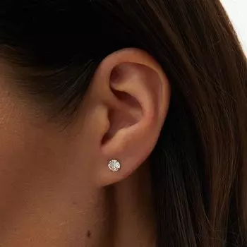 Серебряные серьги-гвоздики с фианитами 5 мм. MIE