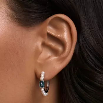 Серебряные серьги-кольца GALATEA с жемчугом MIE