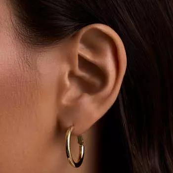 Серебряные серьги-кольца в покрытии желтое золото MIE