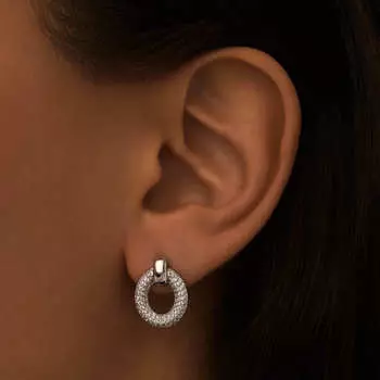 Серебряные серьги–пусеты с фианитами MIE