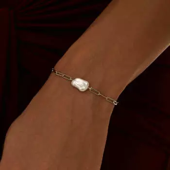 Серебряный браслет DIANA с натуральным жемчугом MIE