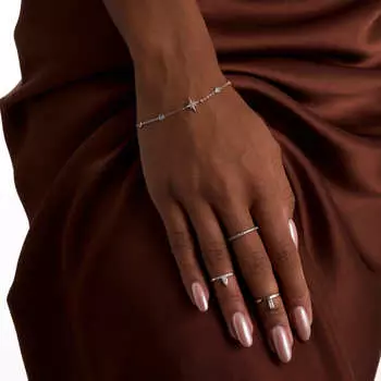 Серебряный браслет на ногу и на руку со звездой и фианитами MIE