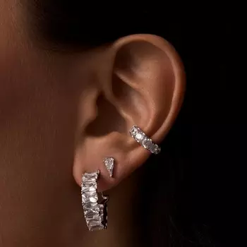 Серебряный кафф с фианитами и открывающимся механизмом MIE
