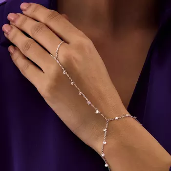 Серебряный слейв-браслет с фианитами "Невесомость" MIE