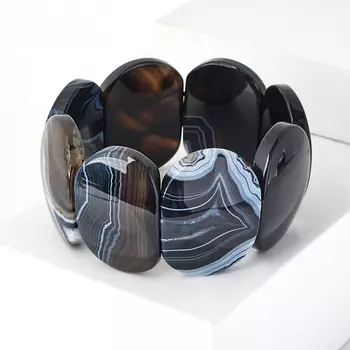 Браслет агат черный 20 см