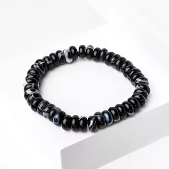 Браслет агат черный 8 мм 17 см