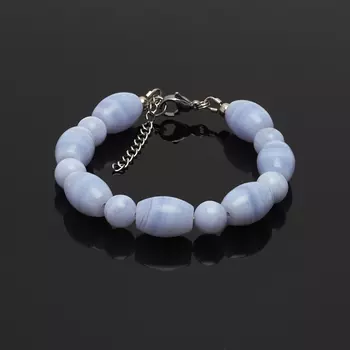 Браслет агат голубой 17 см (+3 см) (хир. сталь)