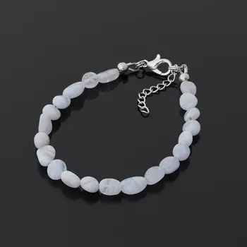 Браслет агат голубой (биж. сплав, сталь хир.) 16 см (+3 см)