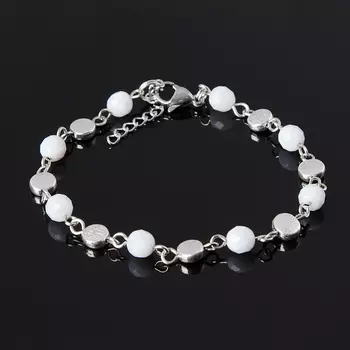 Браслет агат голубой (биж. сплав, сталь хир.) огранка 6 мм 18 см (+3 см)