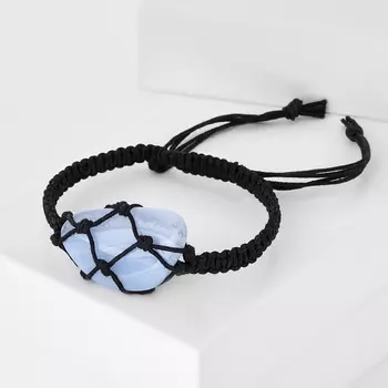 Браслет агат голубой шамбала 16 см (регулируемый) (текстиль)