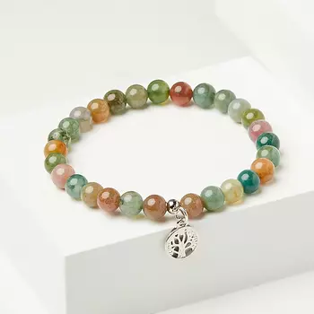 Браслет агат моховой (биж. сплав) 6 мм 16 см