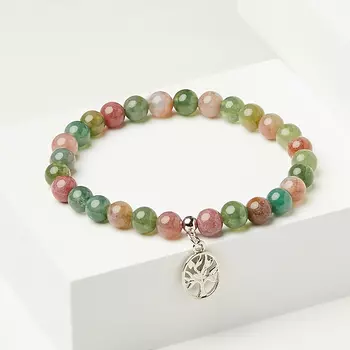 Браслет агат моховой (биж. сплав) 6 мм 16 см