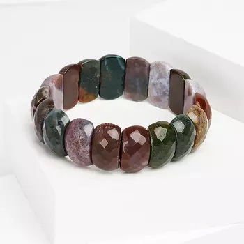 Браслет агат моховой огранка 19 см