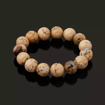 Браслет агат пейзажный 14 мм 17 см