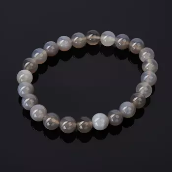 Браслет агат серый 8 мм 16 см