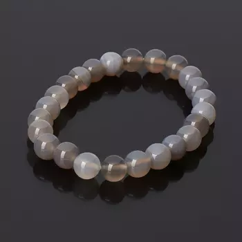 Браслет агат серый 8 мм 17 cм