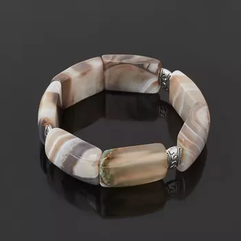 Браслет агат серый (биж. сплав) 18 см