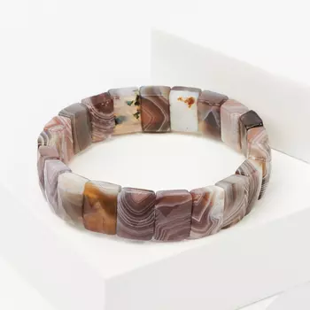 Браслет агат серый огранка 18 см