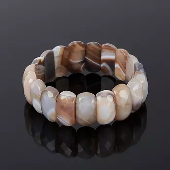 Браслет агат серый огранка 18 см