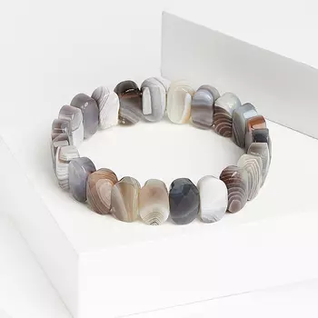 Браслет агат серый огранка 18 см