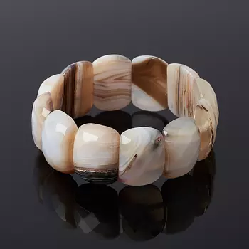 Браслет агат серый огранка 19 см