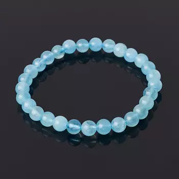 Браслет аквамарин 6 мм 16 см