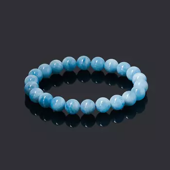 Браслет аквамарин 8 мм 17 см