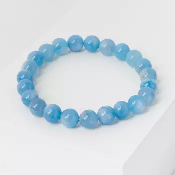 Браслет аквамарин 8 мм 17 см