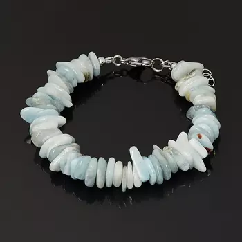 Браслет аквамарин (биж. сплав, сталь хир.) 17 см (+3 см)