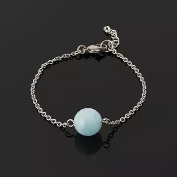 Браслет аквамарин (биж. сплав, сталь хир.) огранка 12 мм 17 см (+3 см)