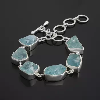 Браслет аквамарин (серебро 925 пр.) 16 см (+3 см)