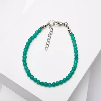 Браслет амазонит 5 мм 16 cм (+3 см) (биж. сплав)