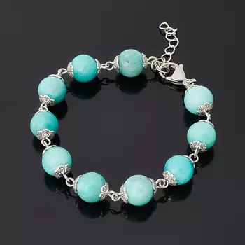 Браслет амазонит (биж. сплав, сталь хир.) 10 мм 16 см (+3 см)